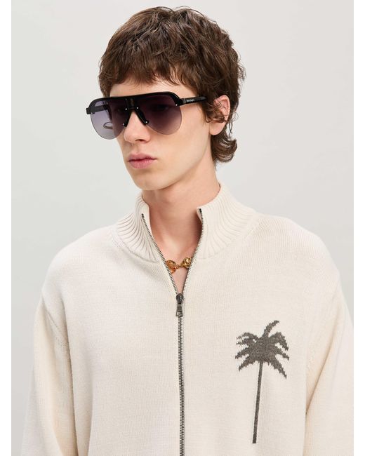 Palm Angels Natural Palm Inlay Knit Jacket for men