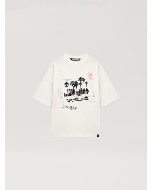 Palm Angels White Palm Life Loose T-Shirt for men