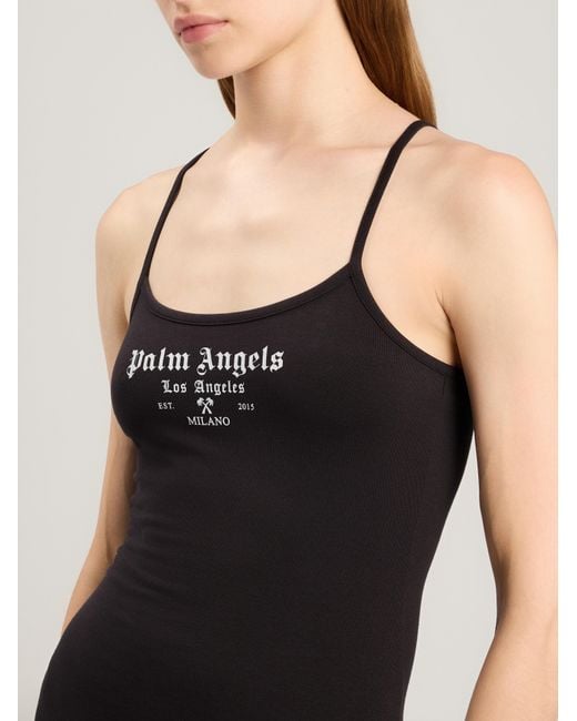 Palm Angels Black Milan La Fitted Mini Dress