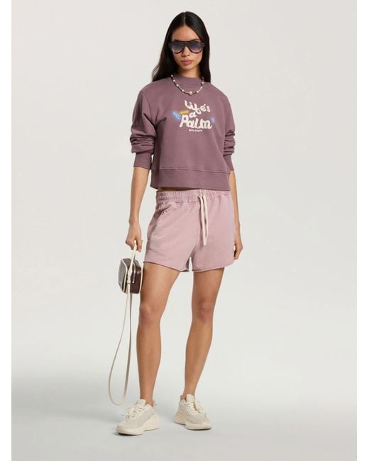 Palm Angels Pink Life's A Beach Cropped Sweatshirt