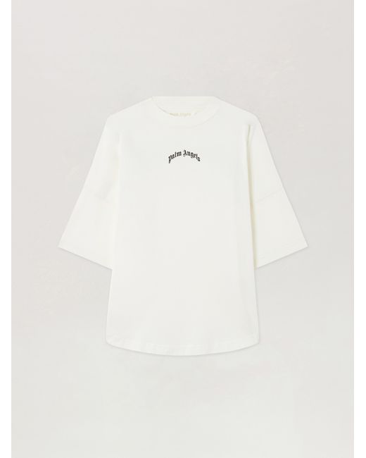 Palm Angels Natural Curved Logo Over T-Shirt