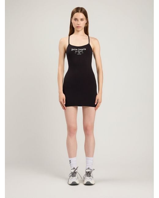 Palm Angels Black Milan La Fitted Mini Dress