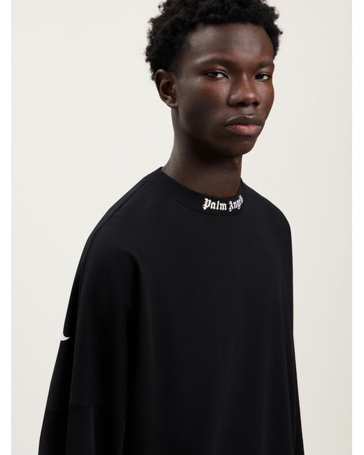 Palm Angels Black Classic Logo Long-Sleeved Over T-Shirt for men