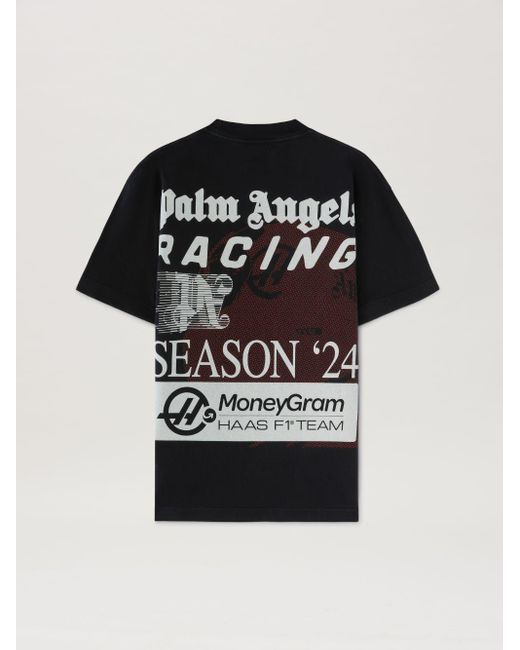 Palm Angels Black T-shirt Moneygram Haas F1 Team for men