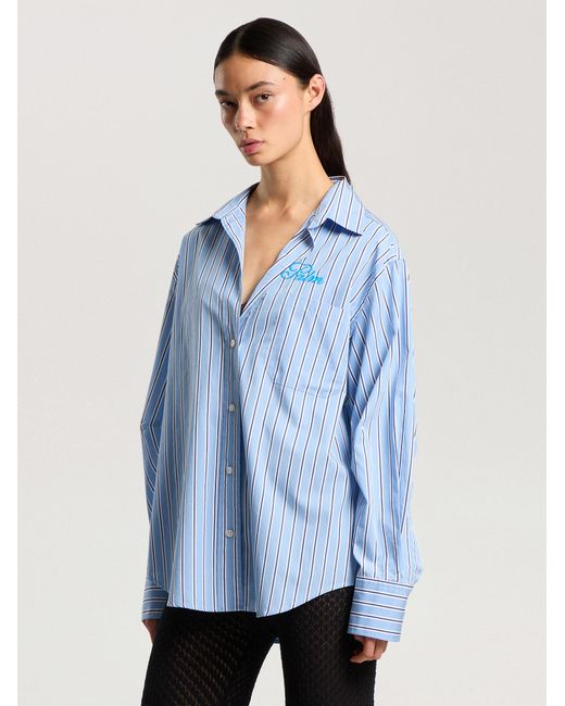Palm Angels Blue Palm Sway Oversized Shirt Medium