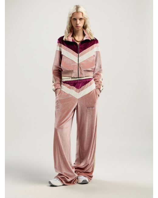 Palm Angels Pink Cropped Velvet Jacket