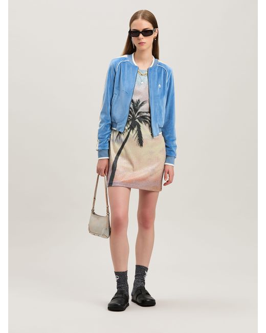 Palm Angels Blue Sunrise Palm Lurex Dress