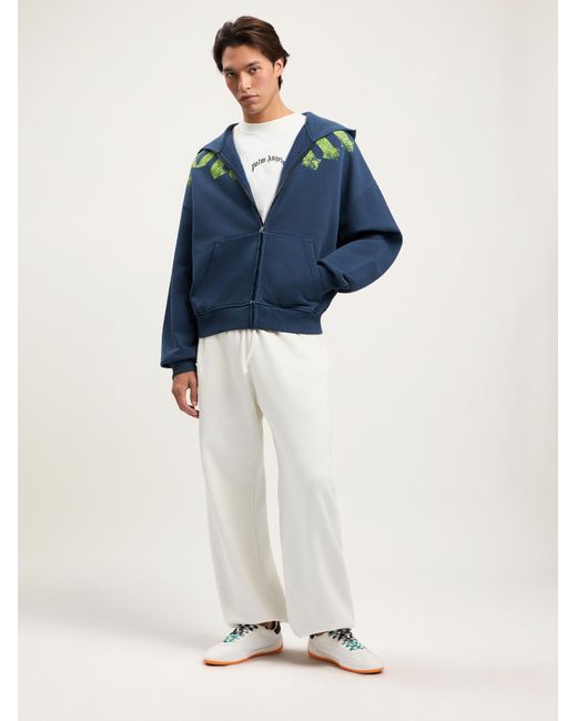 Palm Angels Blue Big Neck Logo Zip Hoodie for men