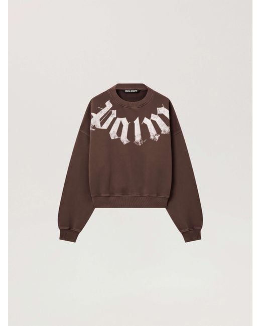 Palm Angels Brown Big Neck Logo Loose Sweatshirt for men