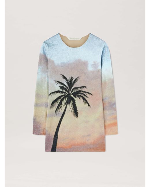 Palm Angels Blue Sunrise Palm Lurex Dress