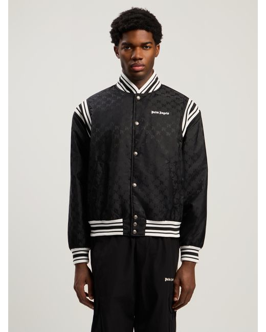 Palm Angels Black Monogram Jacquard Bomber Jacket for men