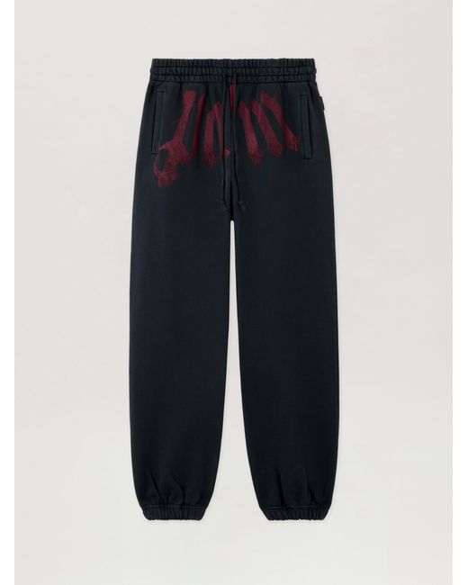 Palm Angels Blue Big Waist Logo Sweatpants for men