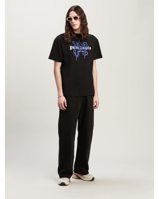 Palm Angels Black Monogram Spray City T-Shirt New York for men