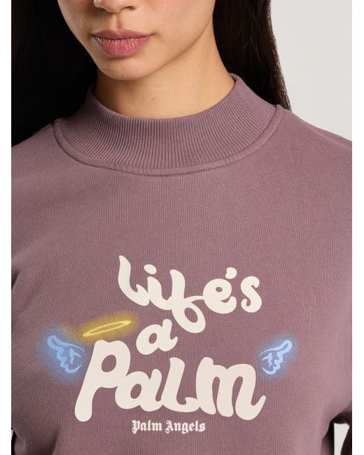 Palm Angels Pink Life's A Beach Cropped Sweatshirt