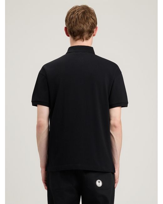 Palm Angels Black Curved Logo Polo Shirt for men