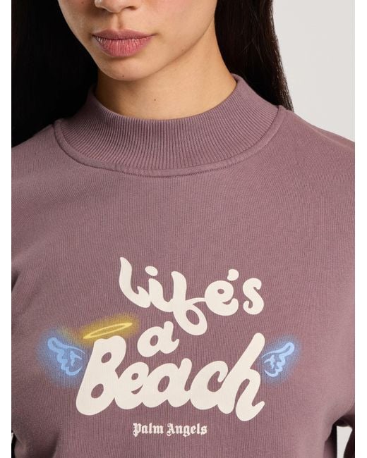 Palm Angels Pink Life's A Beach Cropped Sweatshirt