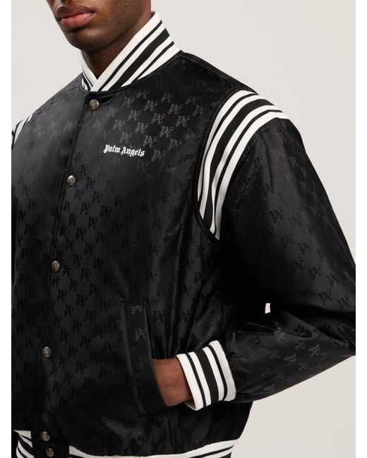 Palm Angels Black Monogram Jacquard Bomber Jacket for men