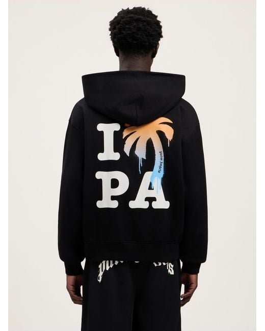 Palm Angels Black I Love Pa Zipped Hoodie for men