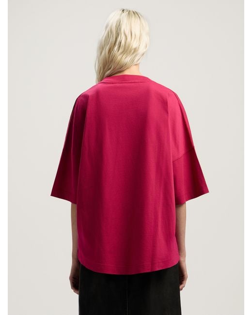 Palm Angels Pink Curved Logo Over T-Shirt Fuchsia