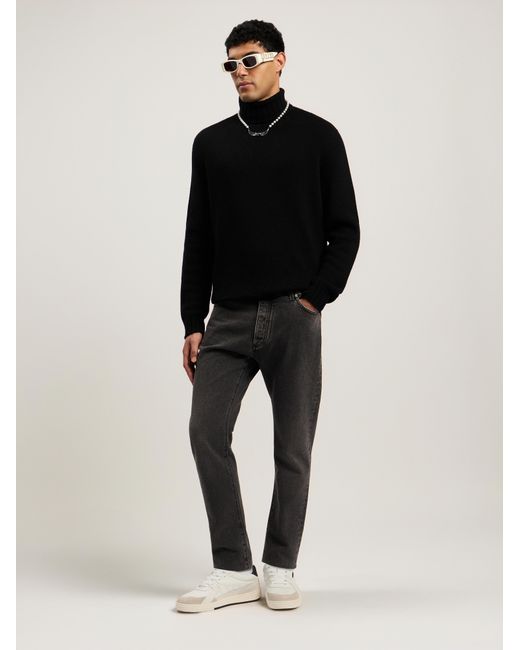 Palm Angels Gray Curved Logo Denim Jeans for men
