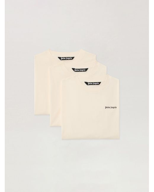 Palm Angels Natural Classic Logo Three-Pack T-Shirt Off for men