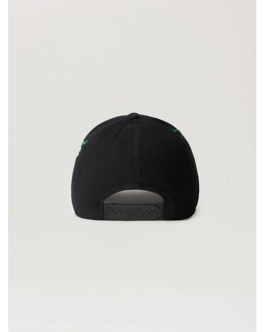 Palm Angels Black Flames Curved Logo Cap for men
