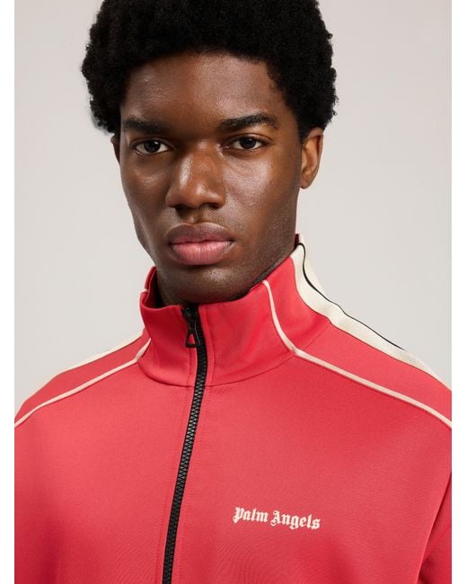 Palm Angels Red Classic Logo Vintage Track Jacket for men