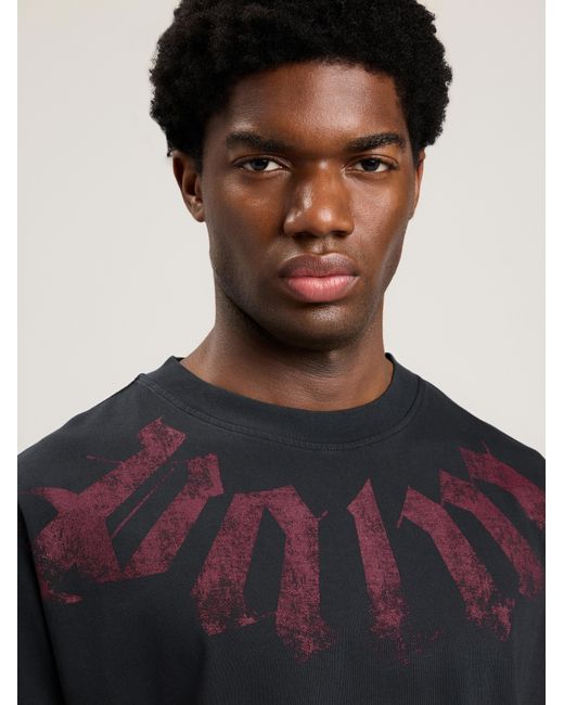 Palm Angels Blue Big Neck Logo Loose T-Shirt for men