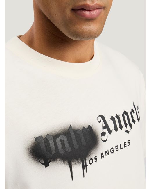 Palm Angels Natural Spray City Los Angeles T-Shirt for men