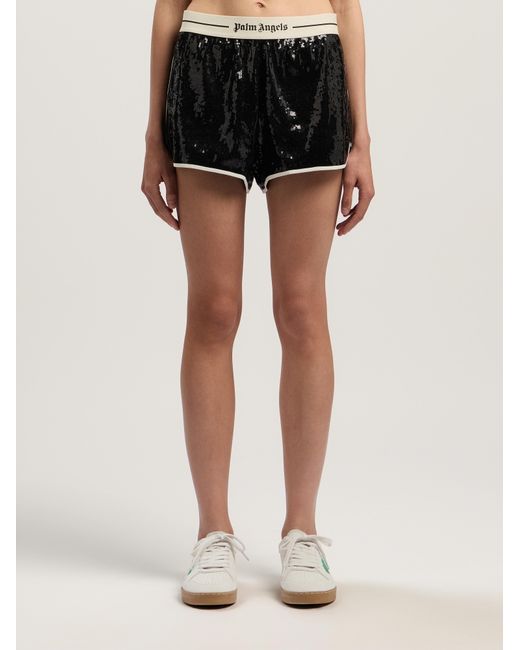 Palm Angels Black Classic Logo Sequin Shorts
