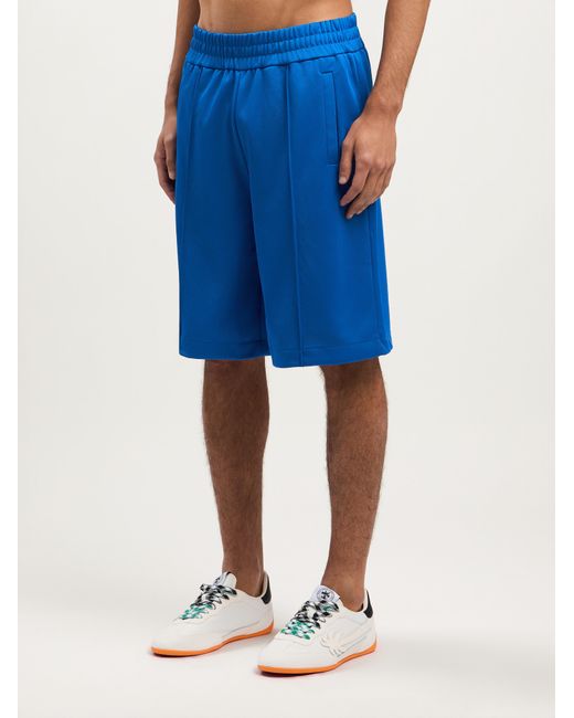 Palm Angels Blue Back Curved Logo Track Shorts for men