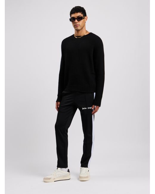 Palm Angels Black Curved Logo Sweater for men