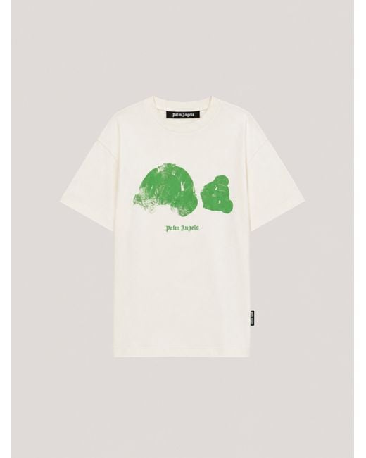 Palm Angels Green Spray Bear T-Shirt for men