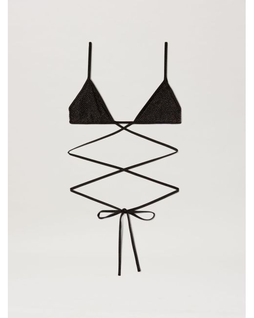 Palm Angels Black Lurex Triangle Bikini Top