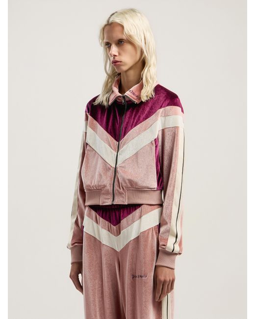 Palm Angels Pink Cropped Velvet Jacket