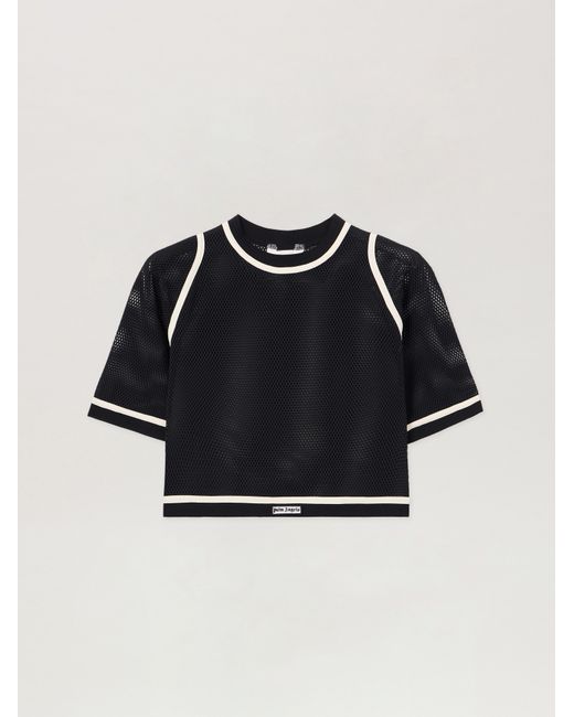 Palm Angels Blue Logo Mesh Cropped Top