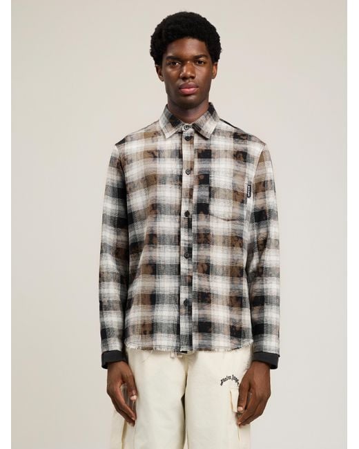 Palm Angels White Classic Logo Check Shirt for men
