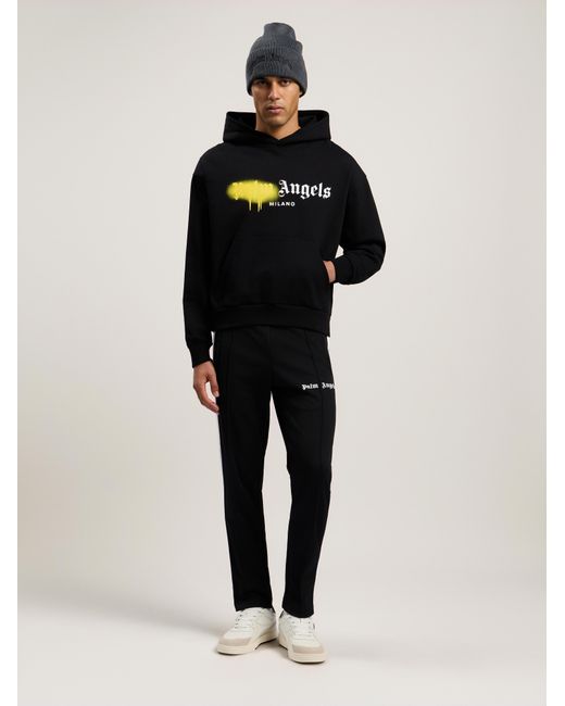 Palm Angels Black Spray City Milan Hoodie for men