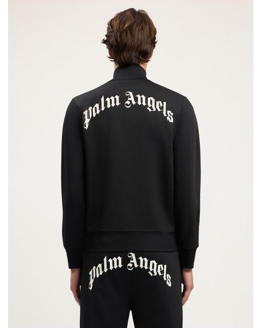 Palm Angels Black Curved Logo Track Jacket for men