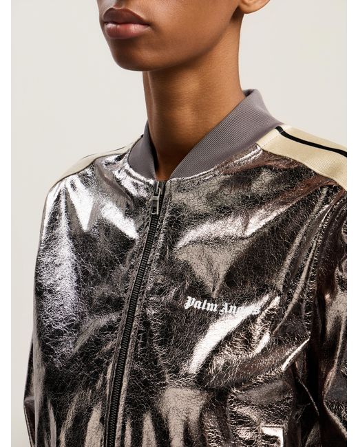 Palm Angels Natural Laminated Track Jacket Gunmetal