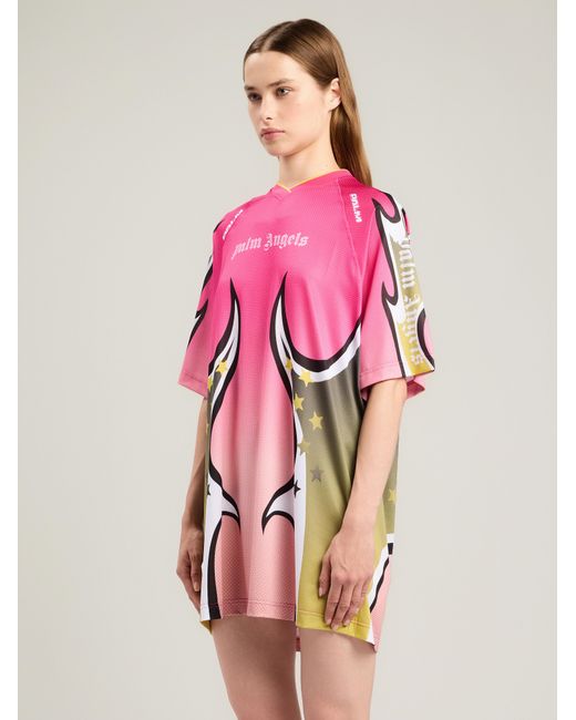 Palm Angels Pink Racing T-Shirt Dress