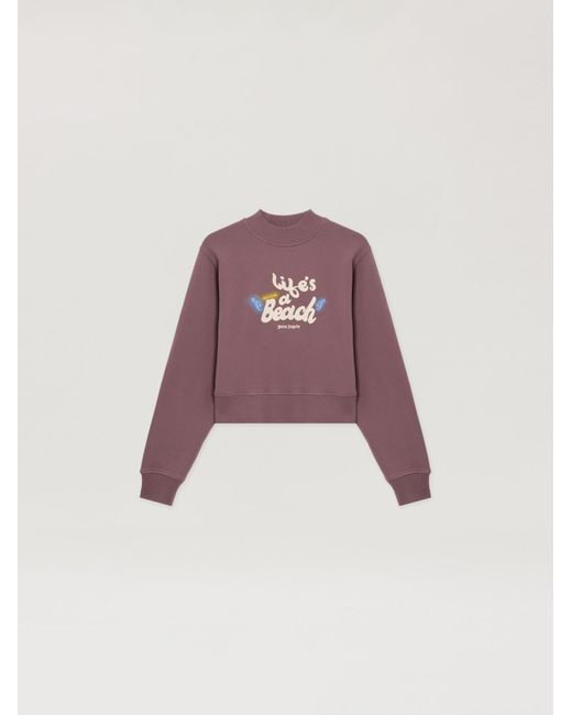Palm Angels Pink Life's A Beach Cropped Sweatshirt