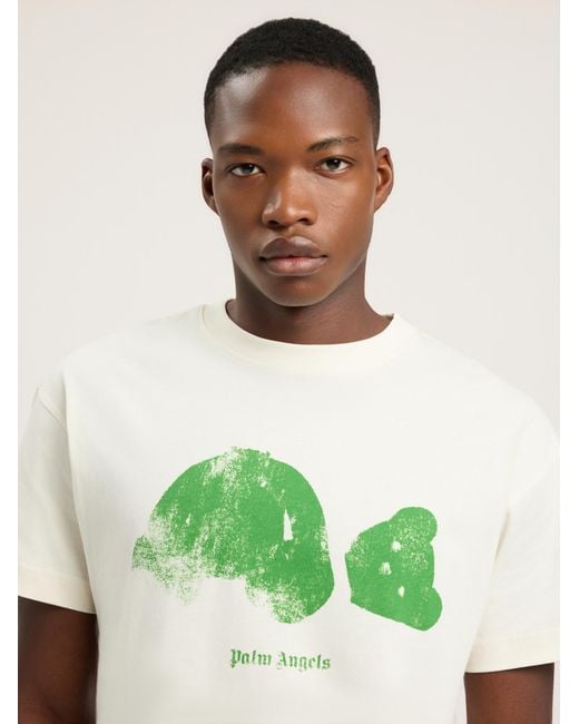 Palm Angels Green Spray Bear T-Shirt for men