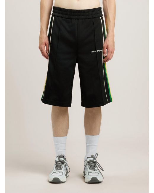 Palm Angels Black Classic Logo Vintage Track Shorts for men