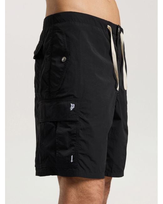 Palm Angels Blue Palm Type Loose Cargo Shorts for men
