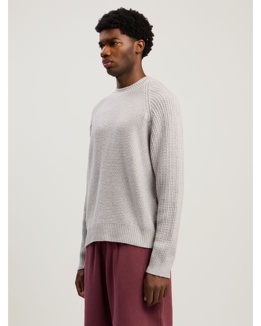 Palm Angels White Curved Logo Ribbed Sweater Melange for men