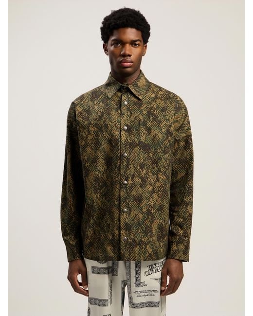 Palm Angels White Classic Logo Snake Overshirt for men