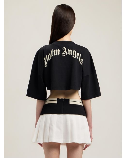 Palm Angels Black Back Curved Logo Mini T-Shirt