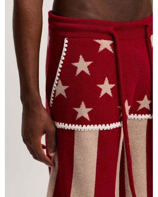 Palm Angels Red Stars And Stripes Shorts for men