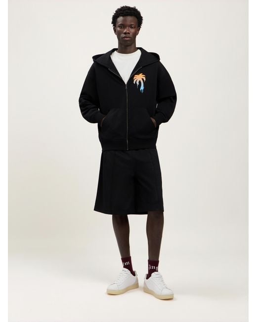 Palm Angels Black I Love Pa Zipped Hoodie for men